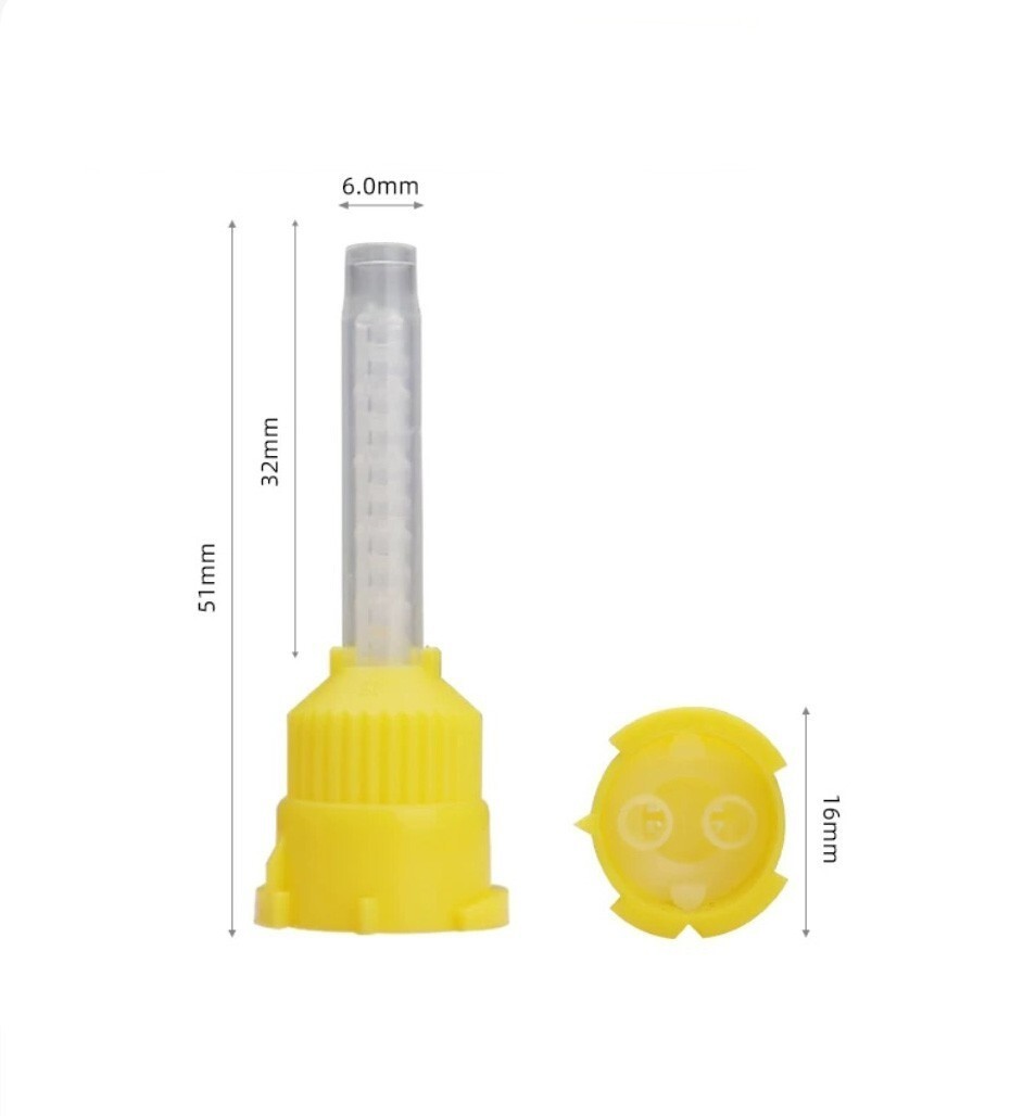Dental Mixing Tips Impression Short Yellow 5Cm 1:1 Yellow  T-Type  100PCS
