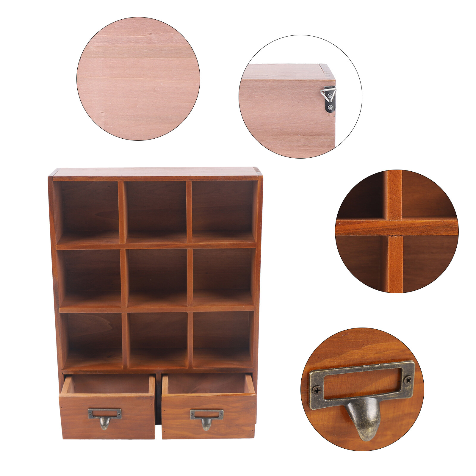 2 Drawers 9 Cube Vintage Tabletop Library Catalog Apothecary Cabinet Storage Box