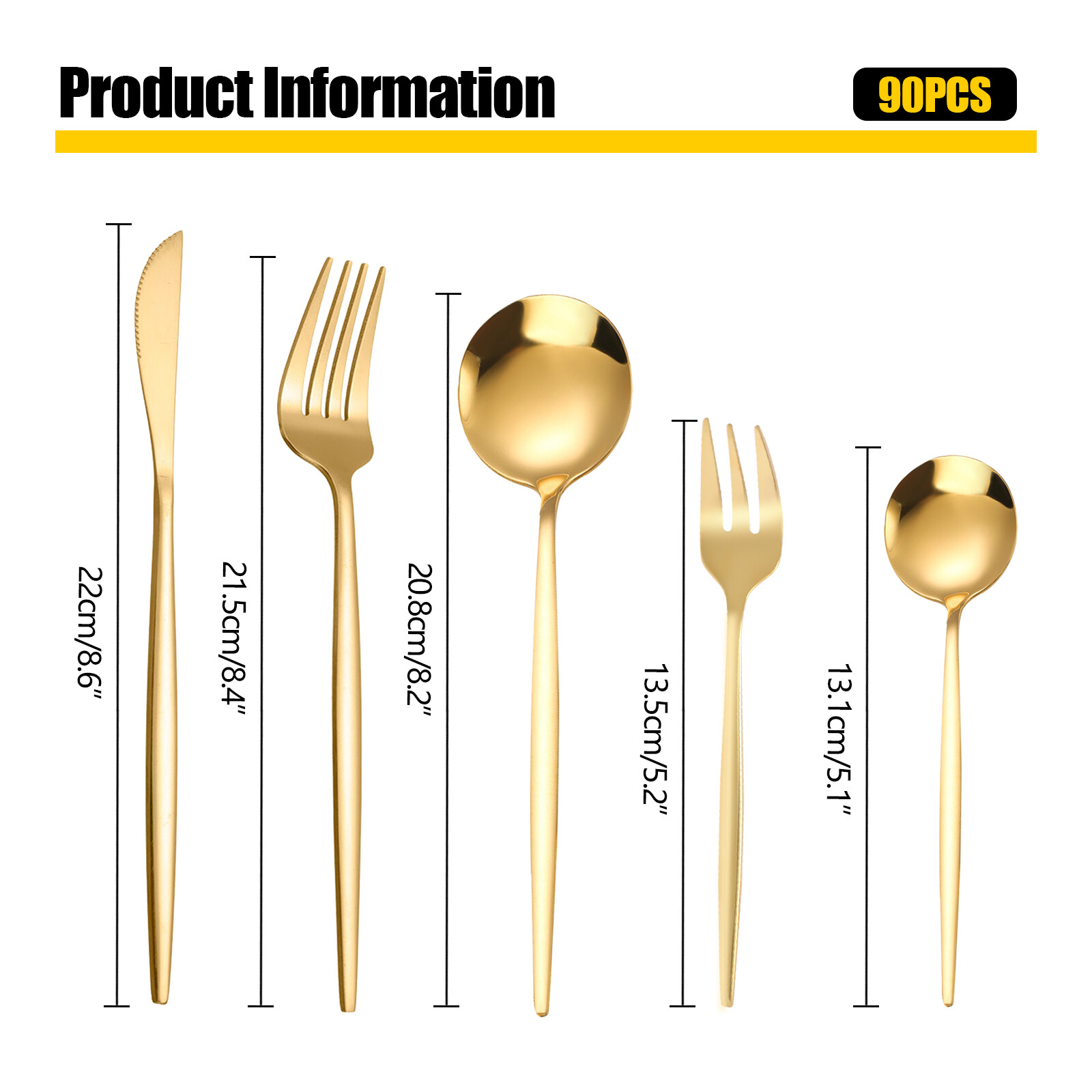 90 Set Tableware Stainless Steel kitchen Utensils Spoon Fork Knives For Party