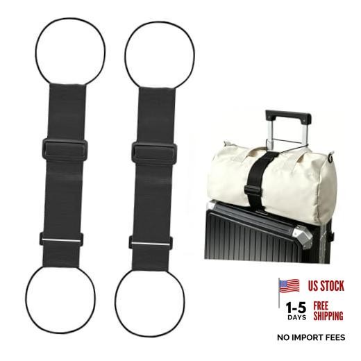 Multi Use Strong Adjustable Luggage Connector Straps for Suitcases,2 Pack Black