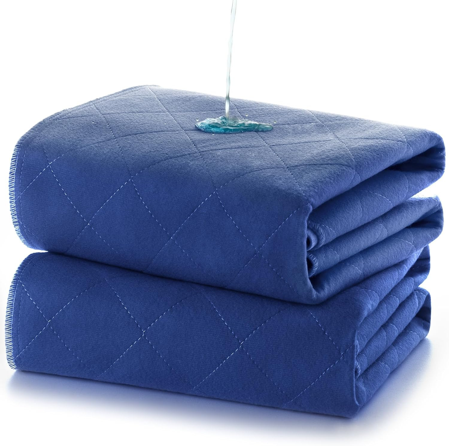Waterproof Bed Pads 2 Pack Large 34x36 Inch Reusable Absorbent Pee Pads Navy