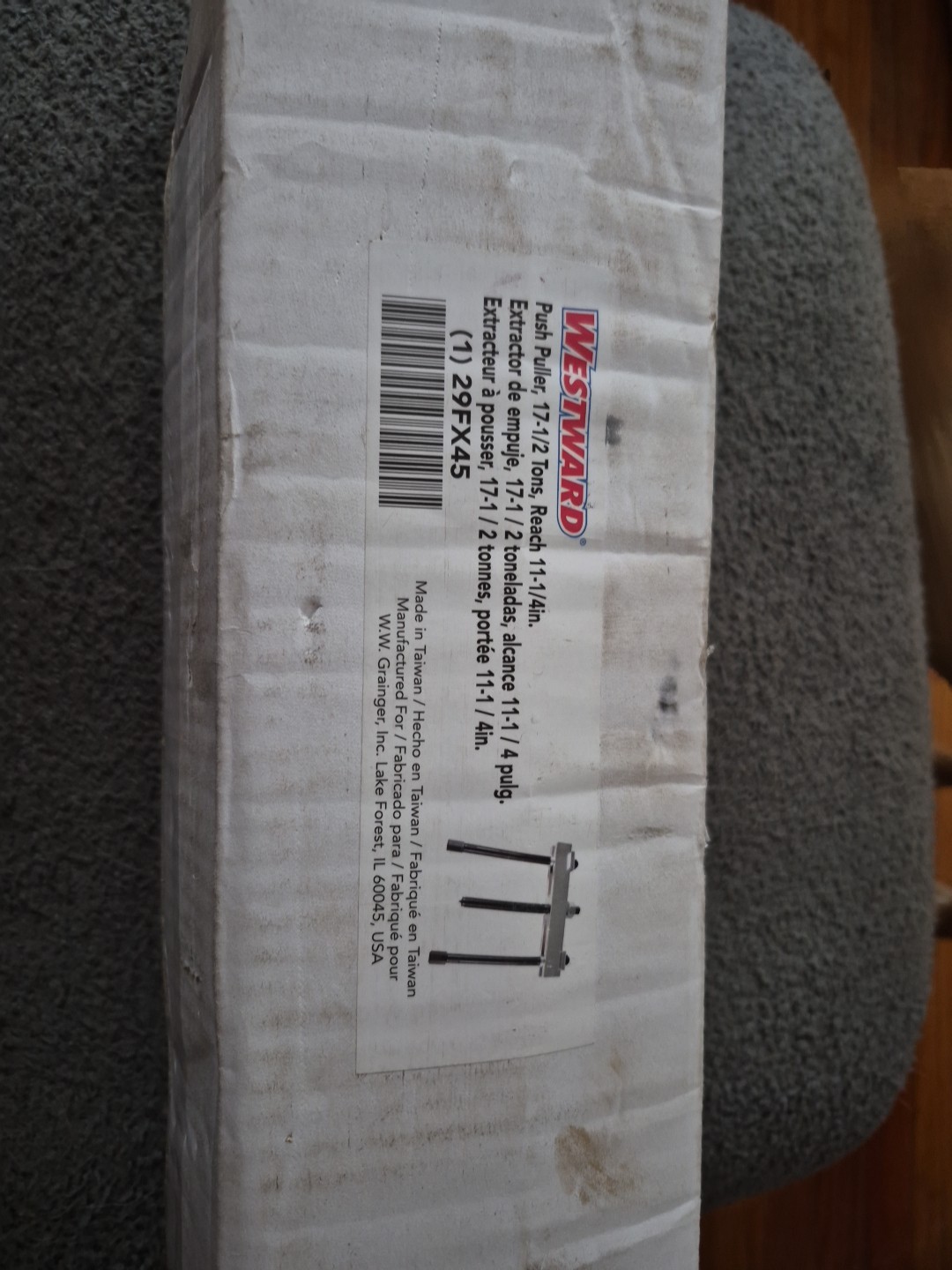 Westward 29Fx45 Push Puller, 17-1/2 Tons, Reach 11-1/4In.
