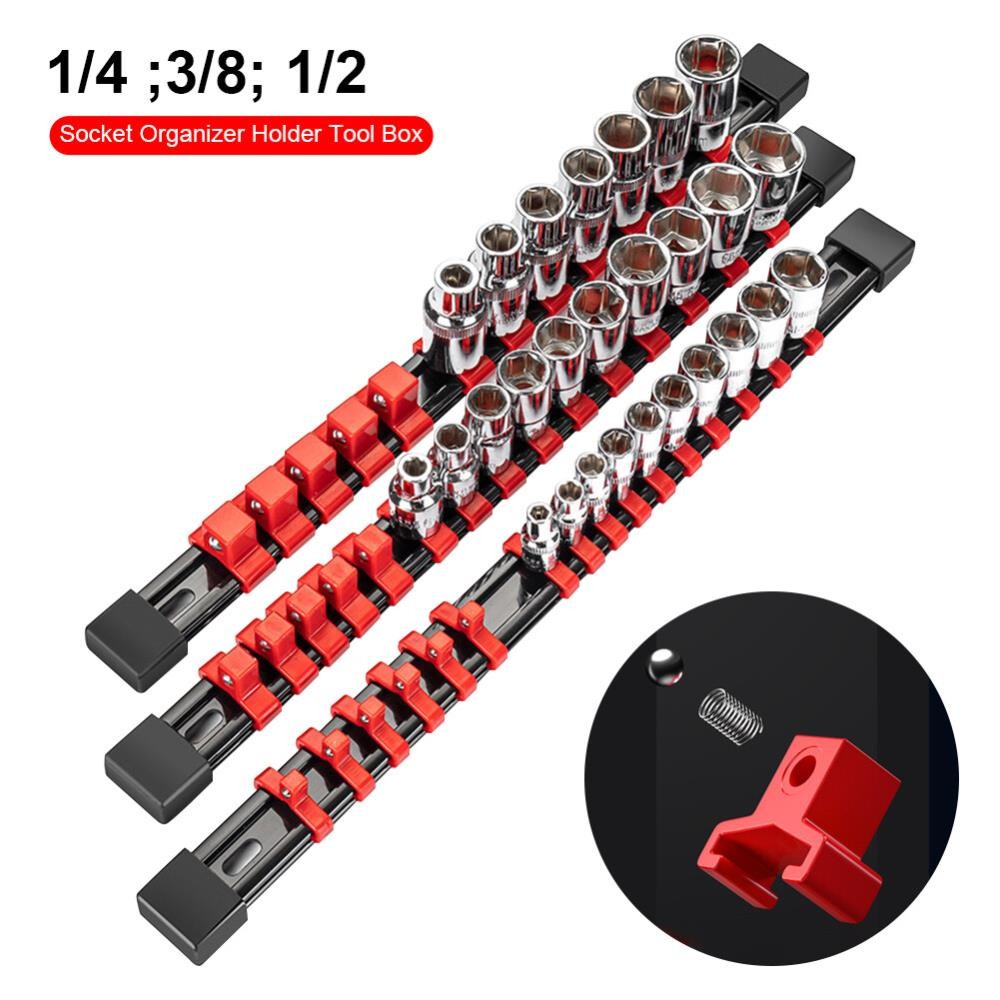 3Pcs Magnetic Socket Organizer Set Metric Socket Holder Tool Box Hold 43 Socke ←