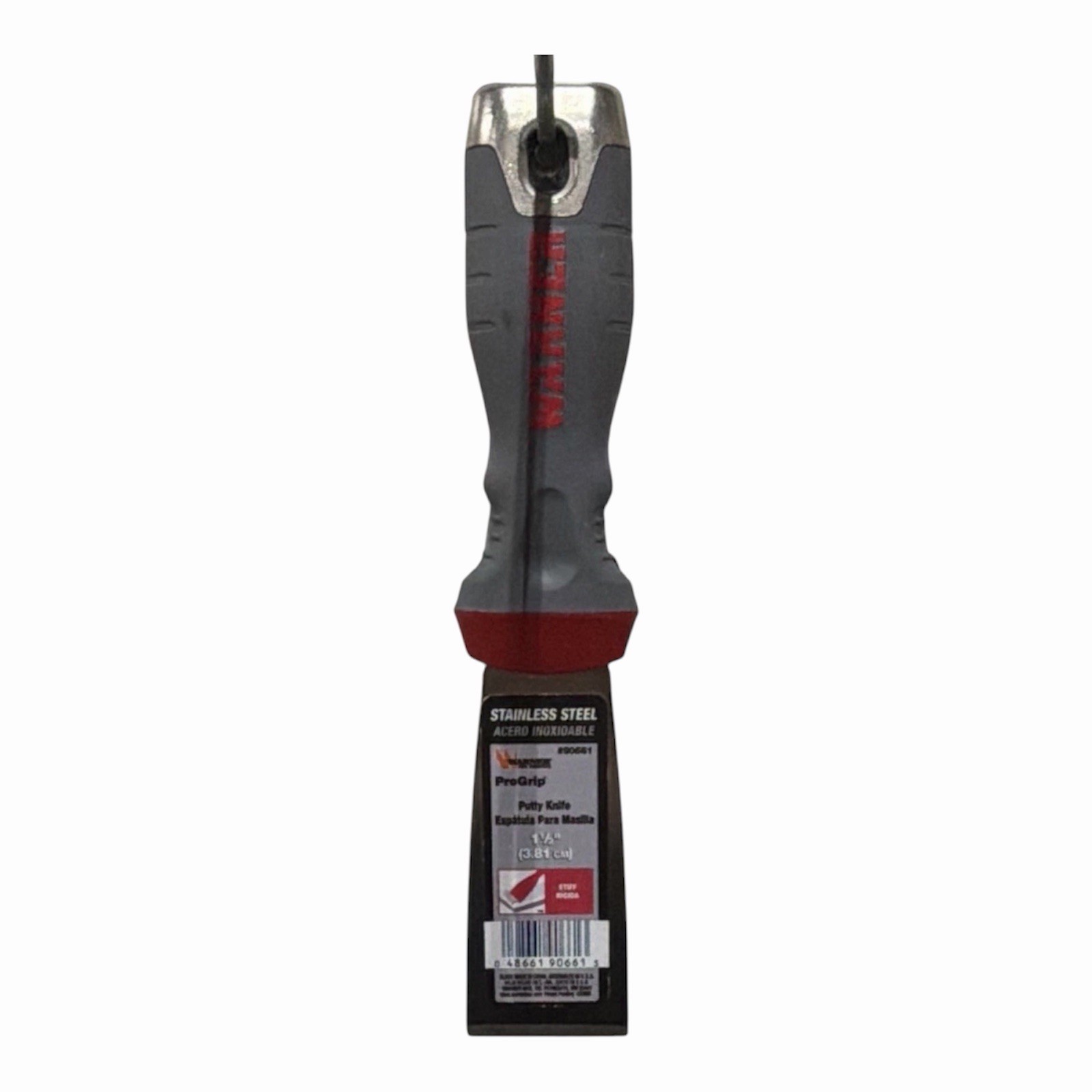 Warner Model 90661 1-1/2in Stiff Stainless Steel Blade Putty Knife Gray/Red