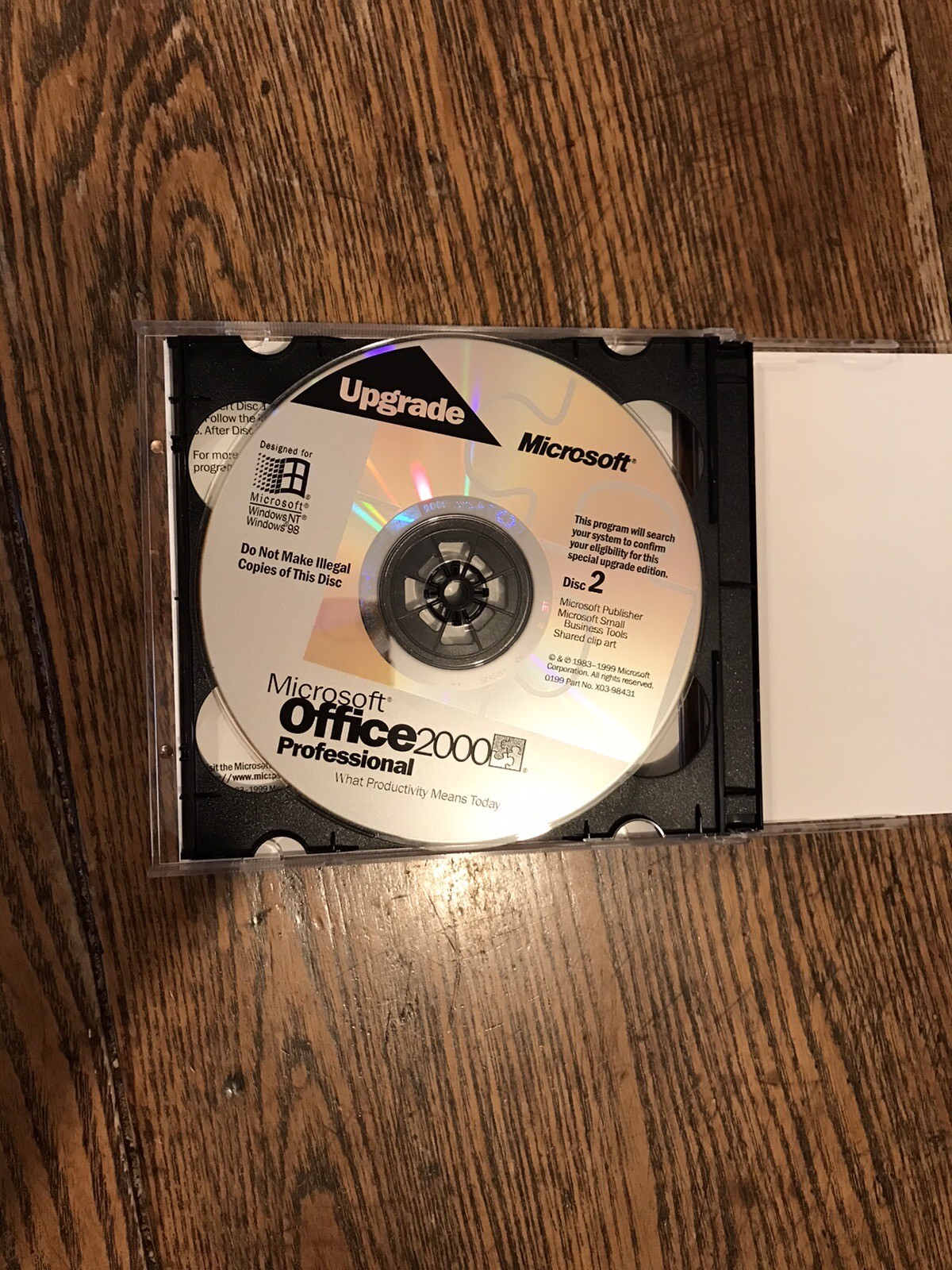 Genuine Microsoft Office 2000 Professional SR1 Upgrade - 2-CD Set on Holo Discs