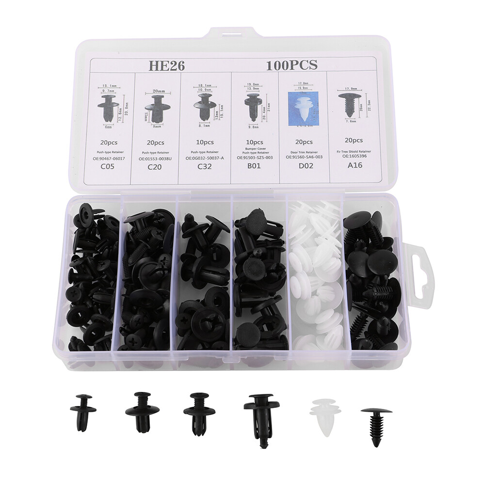 100x Box Set For Honda Bumper Fender Liner Push Type Retainer Clips Fastener