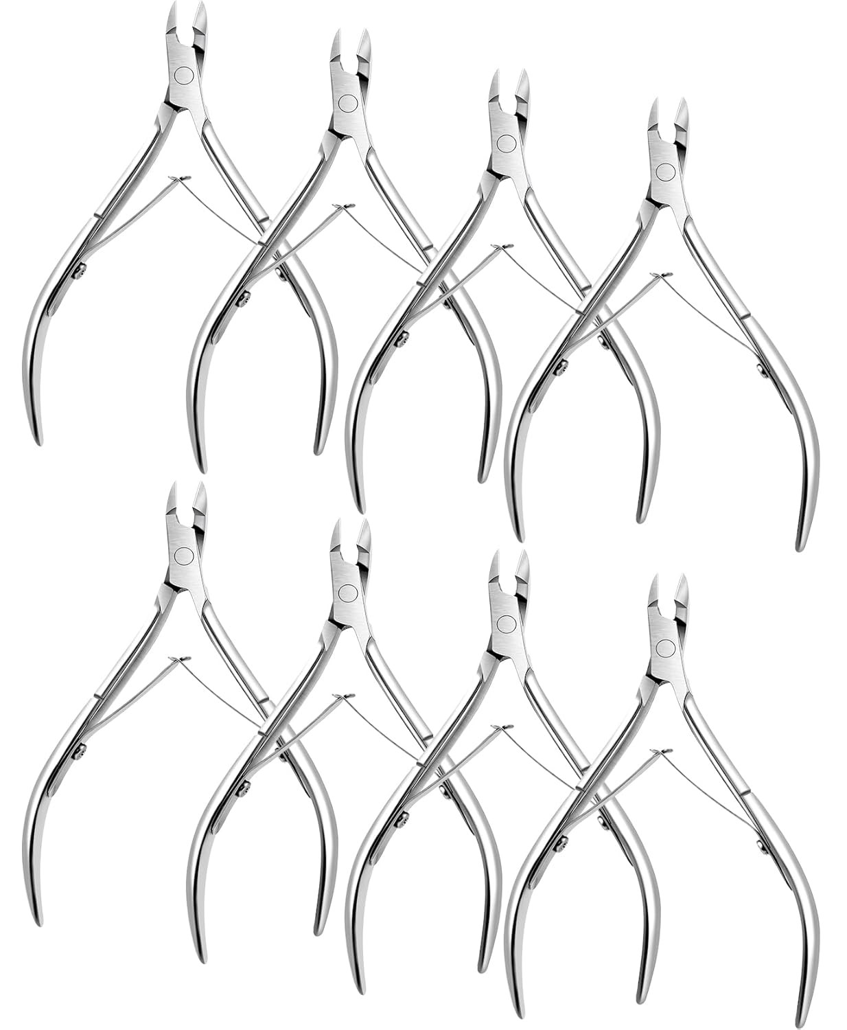8pcs Cortacuticulas Acero Inoxidable Punta Fina Para Uñas Manos y Pies Manicura