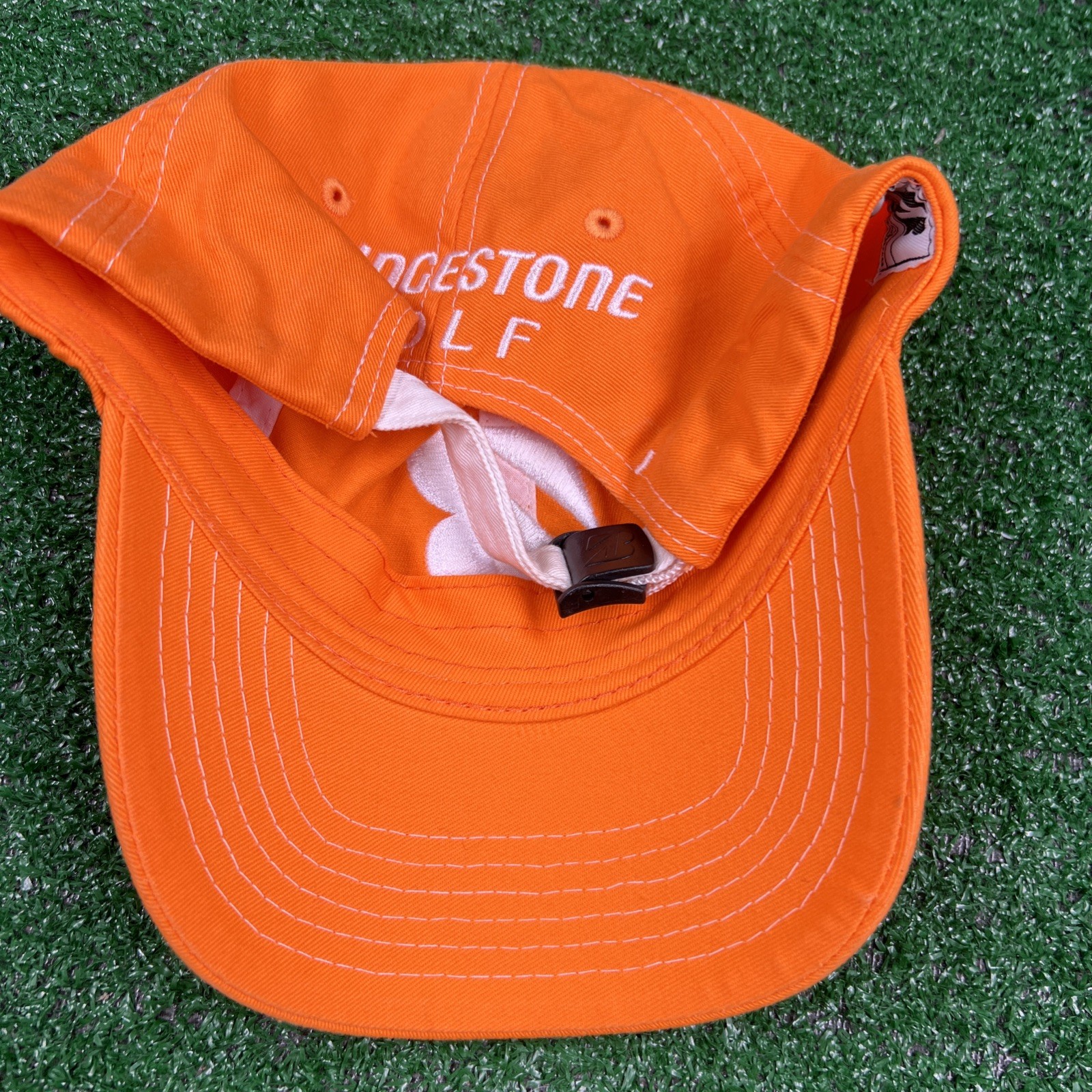 Bridgestone Golf Orange White Adjustable Baseball Hat Cap Embroidered Logo