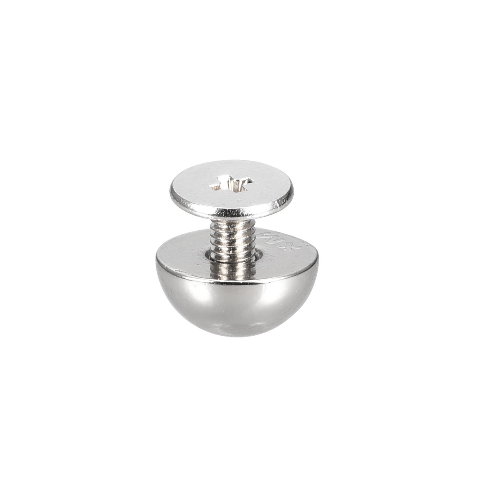 10x6mm Screw Back Rivets Solid Round Head Leather Studs Silver Tone 10 Sets