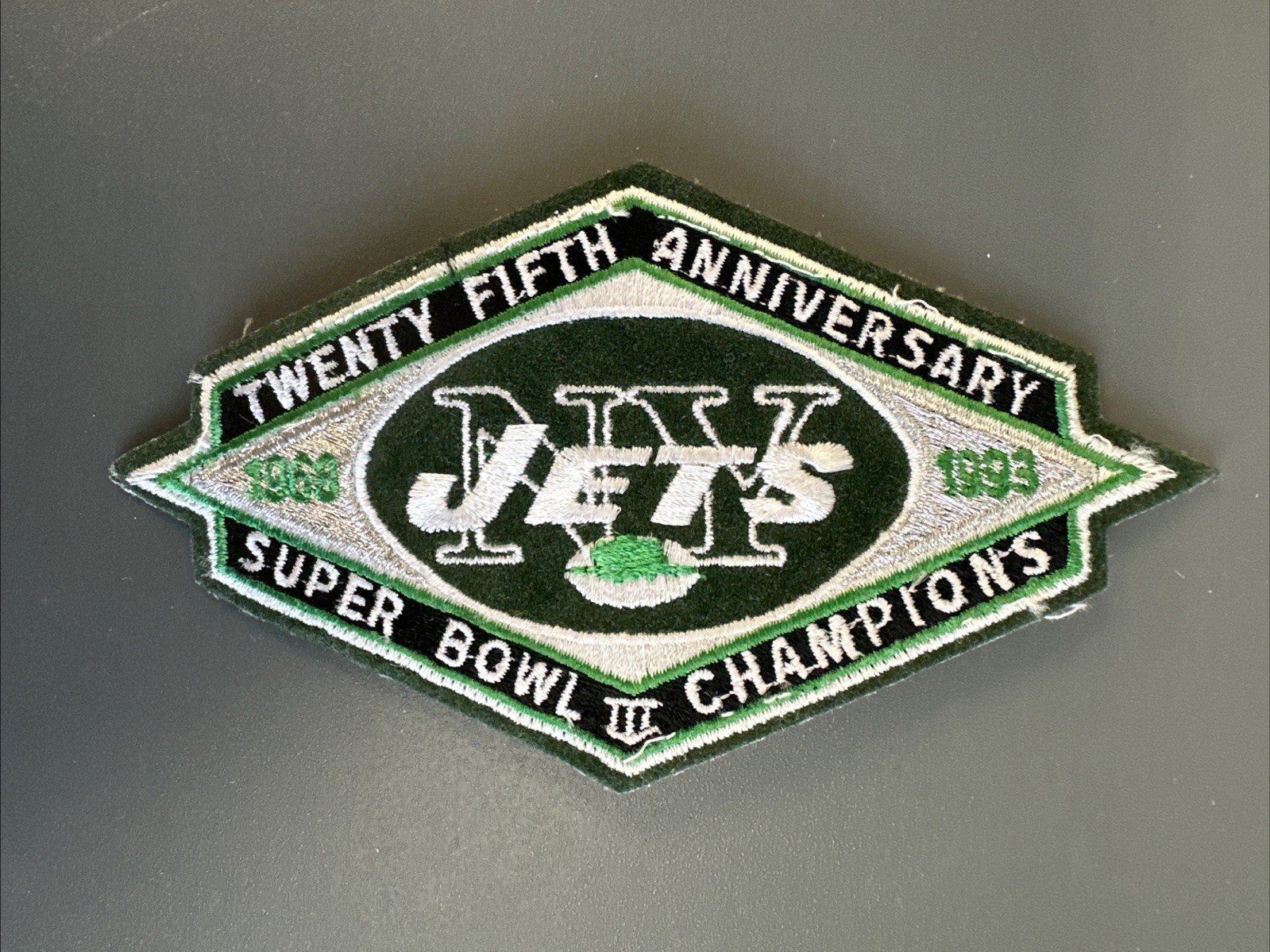 1993 NY Jets 25th Anniversary Super Bowl 3 Champions Original 5.5” Jersey Patch