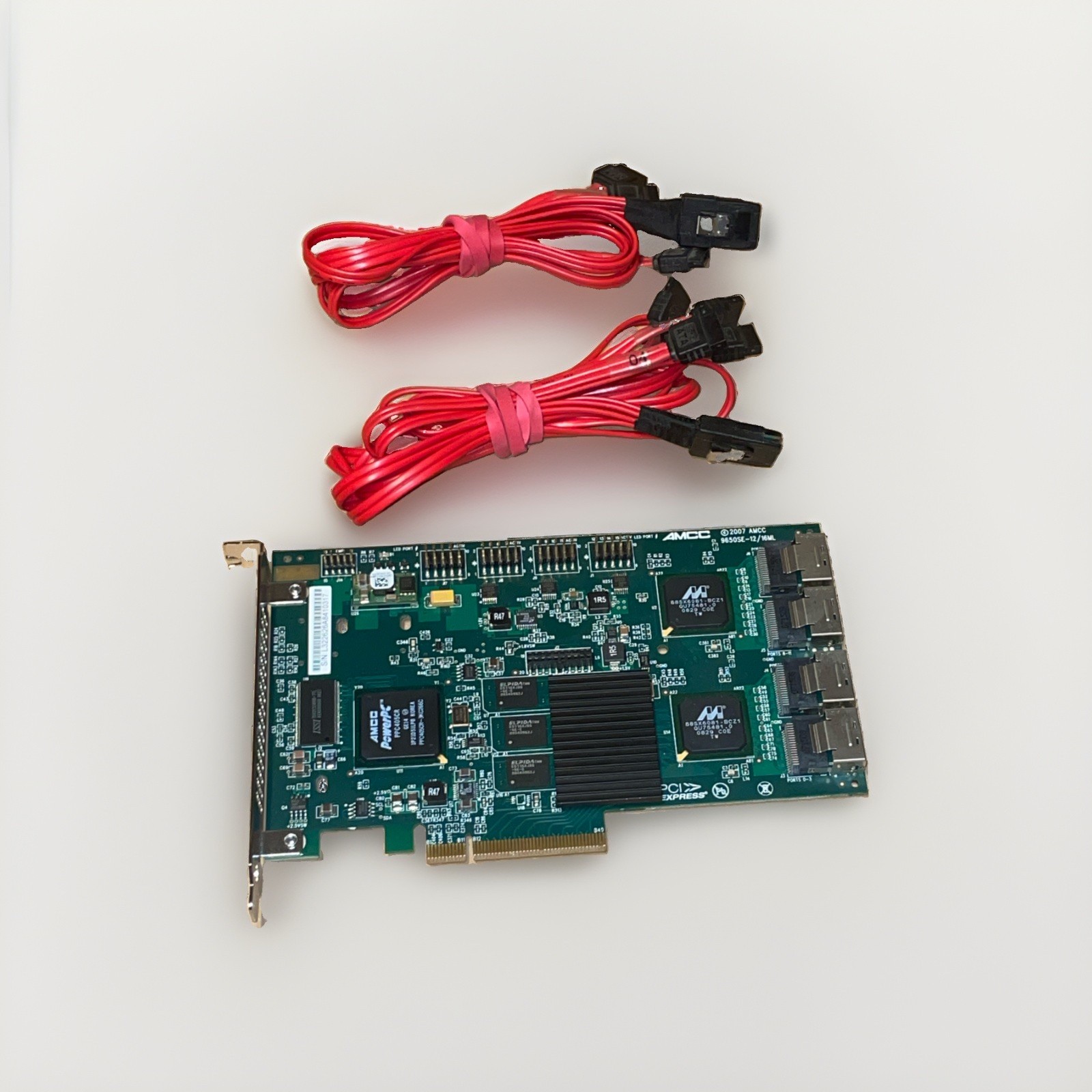 LSI 3Ware 9650SE-12/16ML 16x SATA PCIe RAID Controller + 2x Cables for 4xSATA HDD