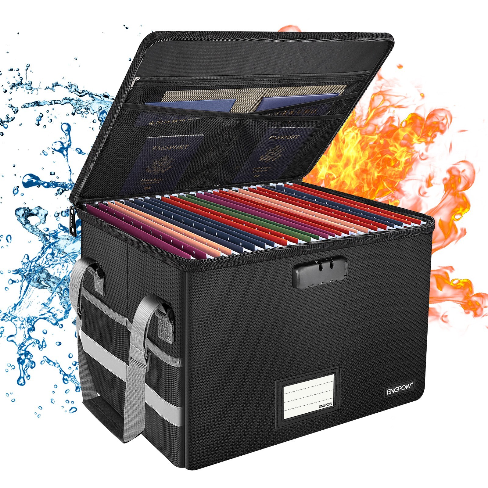 ENGPOW Fireproof Waterproof File Storage Box Portable Foldable Document Case