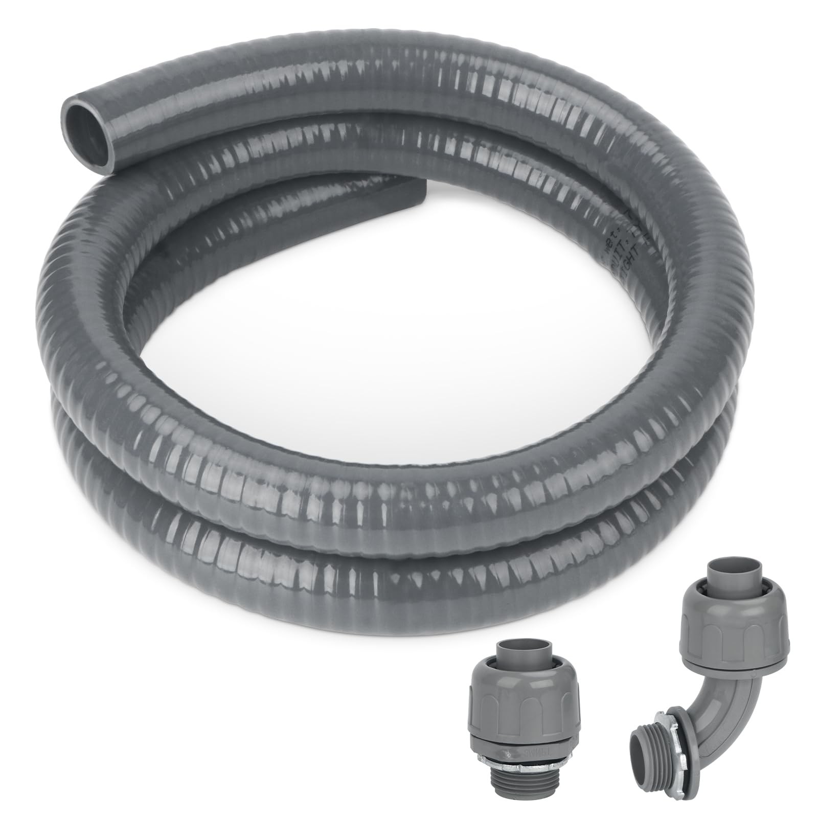 3/4" 4FT Liquid-Tight Electrical Conduit Kit with 90° & Straight Connectors