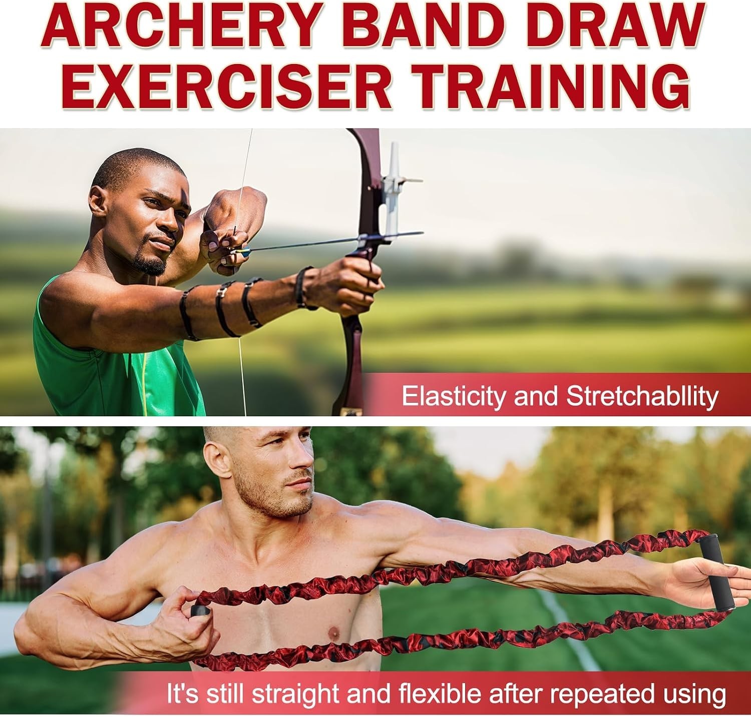Archery Bow Trainer, 25 35 45 Lbs Archery Band Draw Exerciser Training, Rubber S