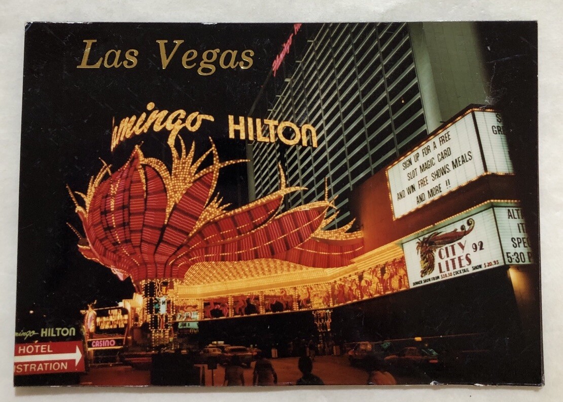 Las Vegas Flamingo Hilton Hotel & Casino Magnet Night View Rectangle