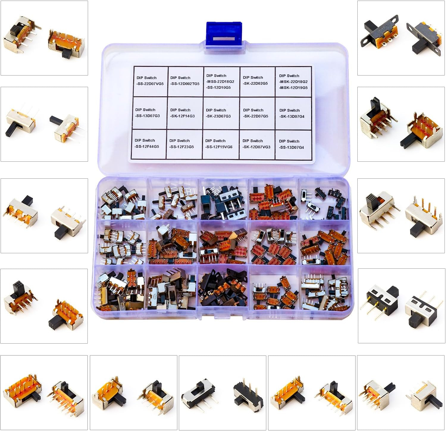 Slide Switch Assorted Kit, Mini Micro PCB Panel Slide Switch 2Pin 3Pin 4Pin On/O