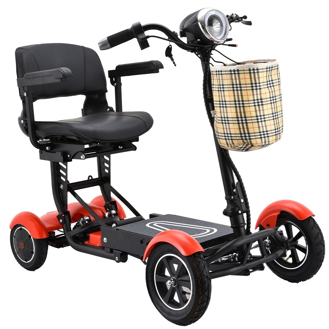 Wide Premium Seat Foldable Lightweight Mobility Scooter, 4 Wheels LED Lights