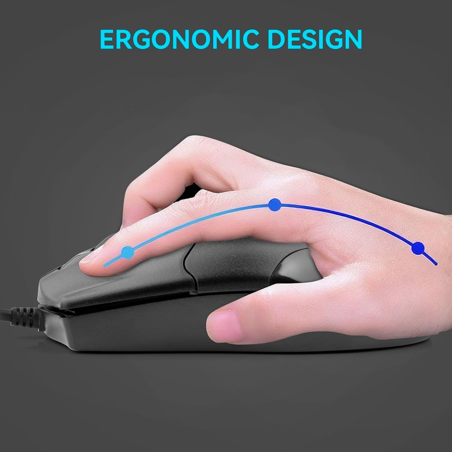 Wired Office Mouse, USB Interface, Ergonomic Design, 3-Button Optical Mouse,1...