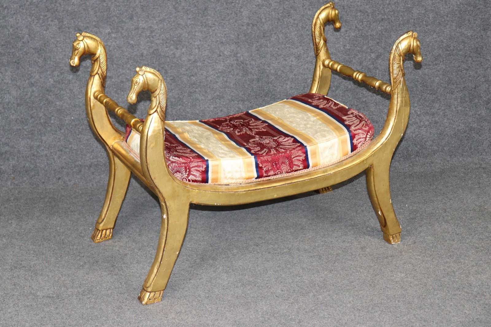 Hollywood Regency Style Carved Gilt Wood Bench in the Manner of Andre Arbus