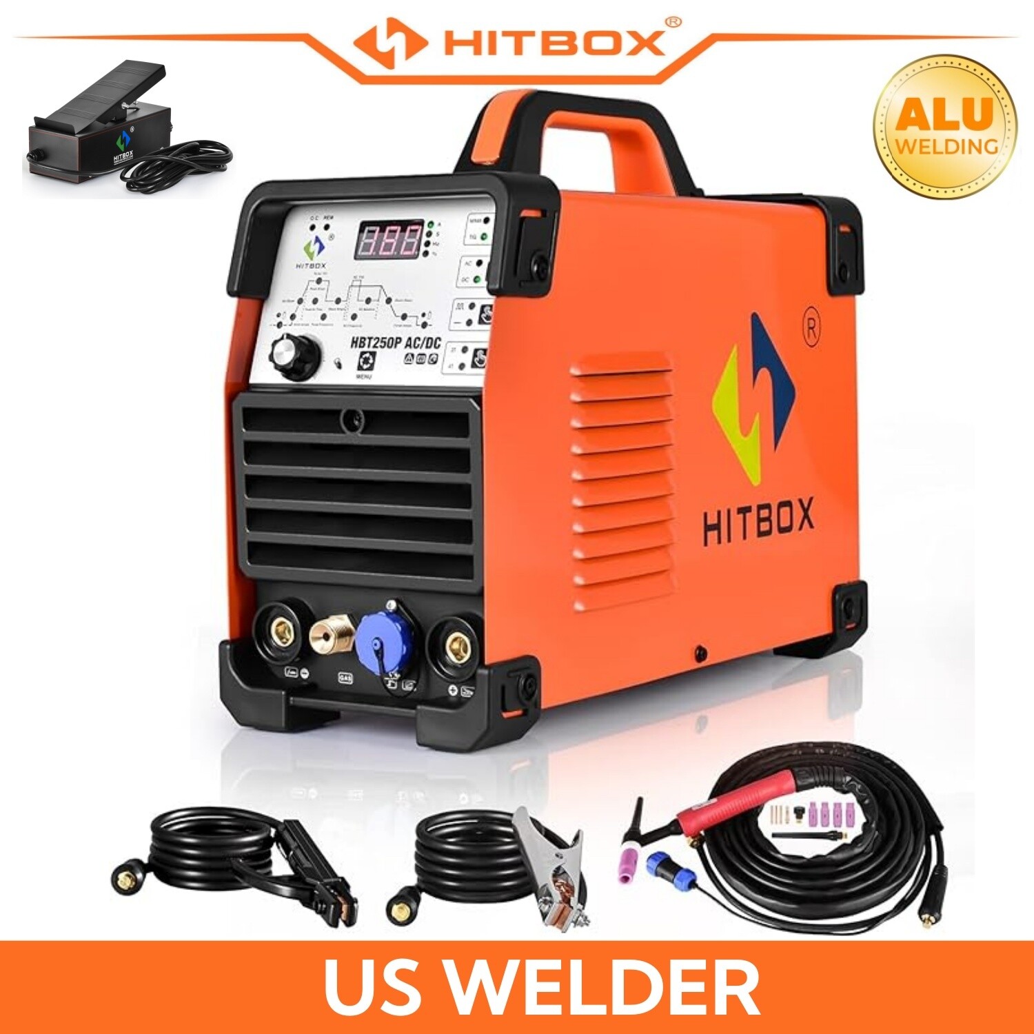 AC/DC TIG Welder+Foot Pedal Pulse Tig Stick/MMA HF 220V 200Amp TIG Weld Machine