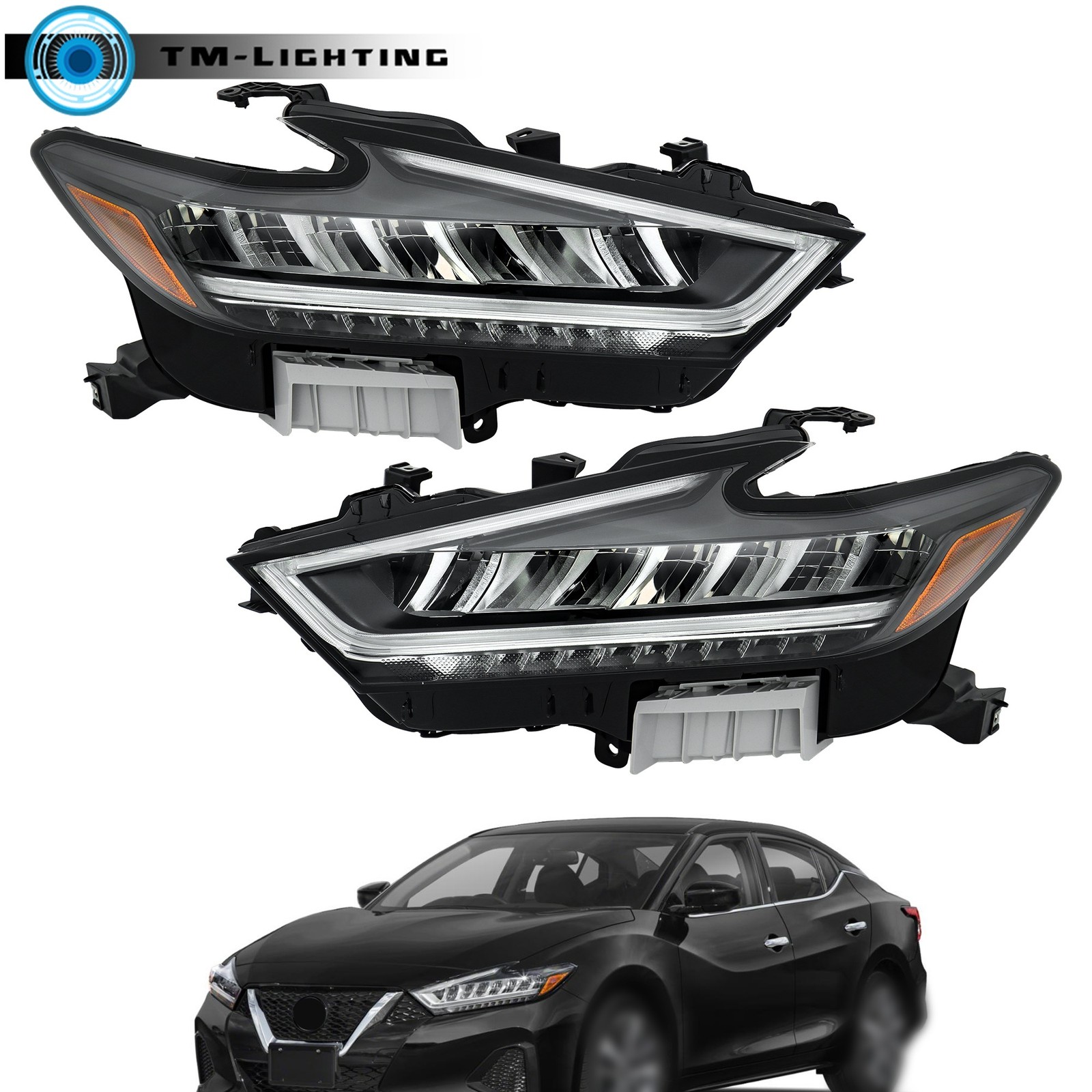 For 2022-2023 Nissan Maxima Headlight LED Driver&Passenger Side Black Clear Lens