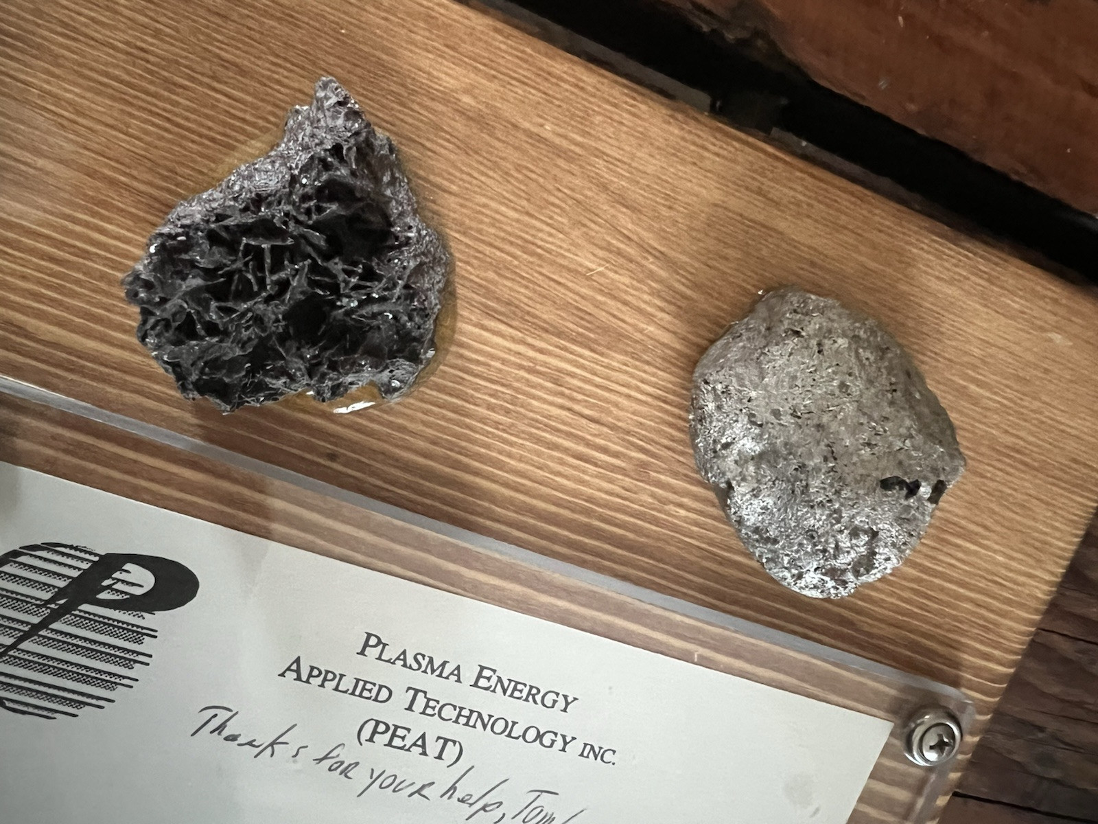 Vintage PEAT Plasma Energy Applied Technology Inc Presentation Plaque Signed