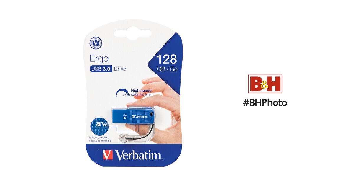 Verbatim 128GB Ergo USB 3.0 Flash Drive - Blue