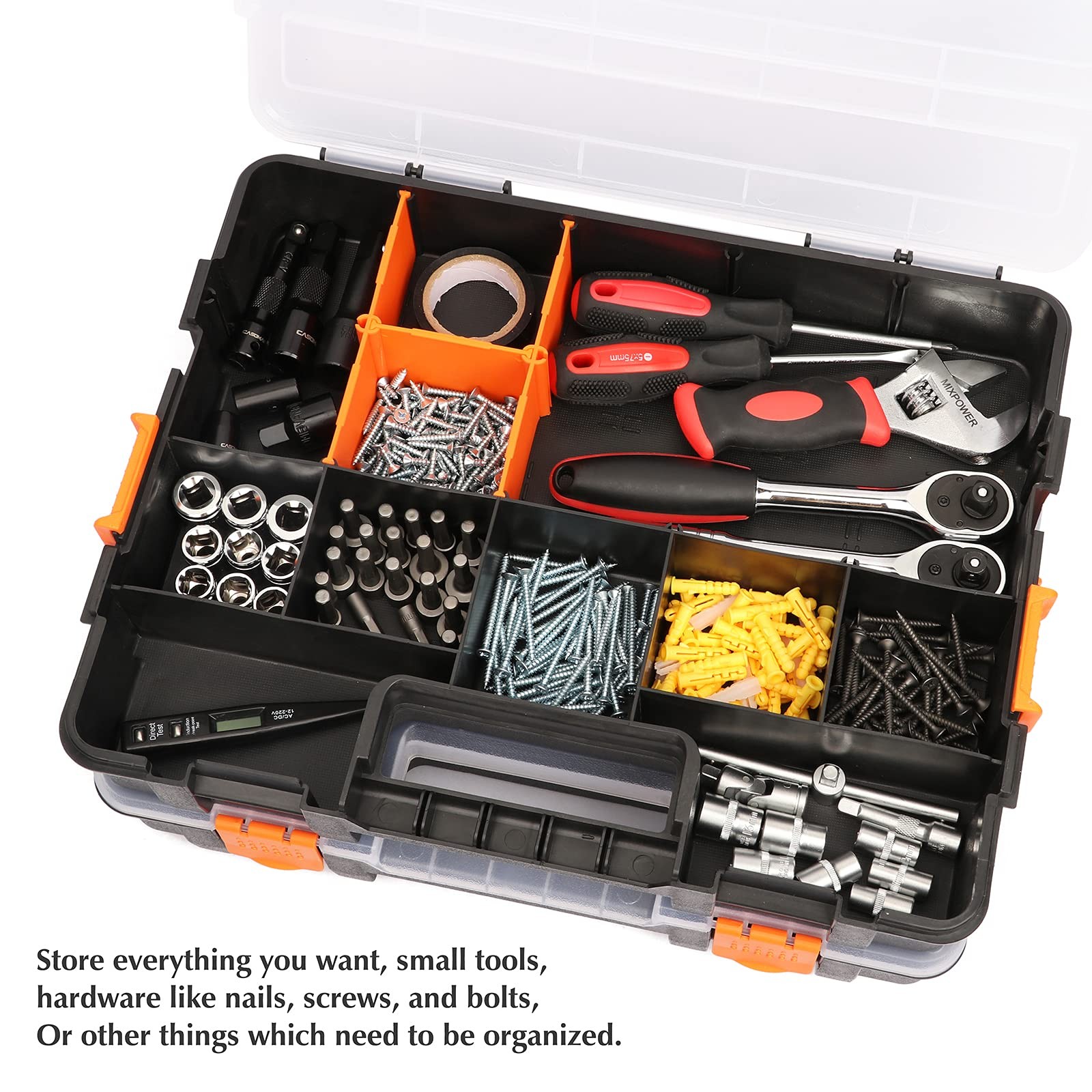 2PCS Toolbox Organizer Sets, 20 Removable Dividers, Durable Plastic Box, Exce...