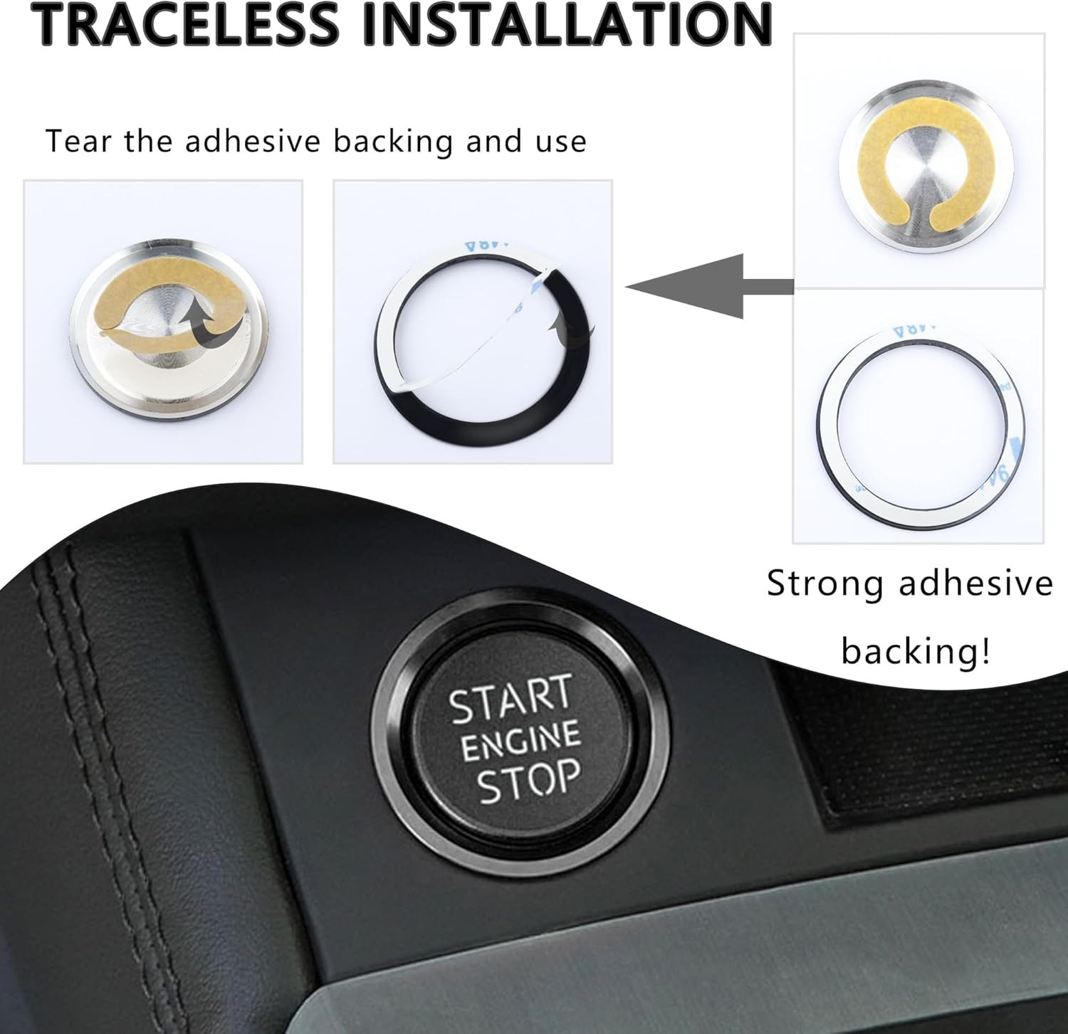 Car Push Start Button Cover Compatible with Audi,Cool Aluminum Engine Start