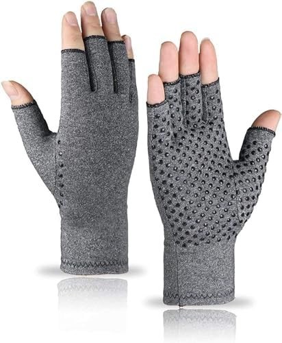 Anti Arthritis Fingerless Copper Compression Gloves Hand Support Pain Relief UK