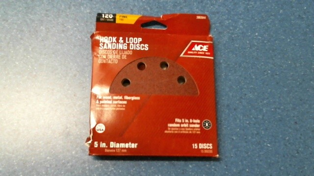 Ace 2062644 Fine Hook & Loop Sanding Disks, 120 Grit, FREE SHIPPING