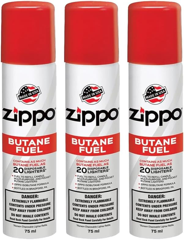 Zippo Premium Butane Fuel 1.48 oz - 3 Pack
