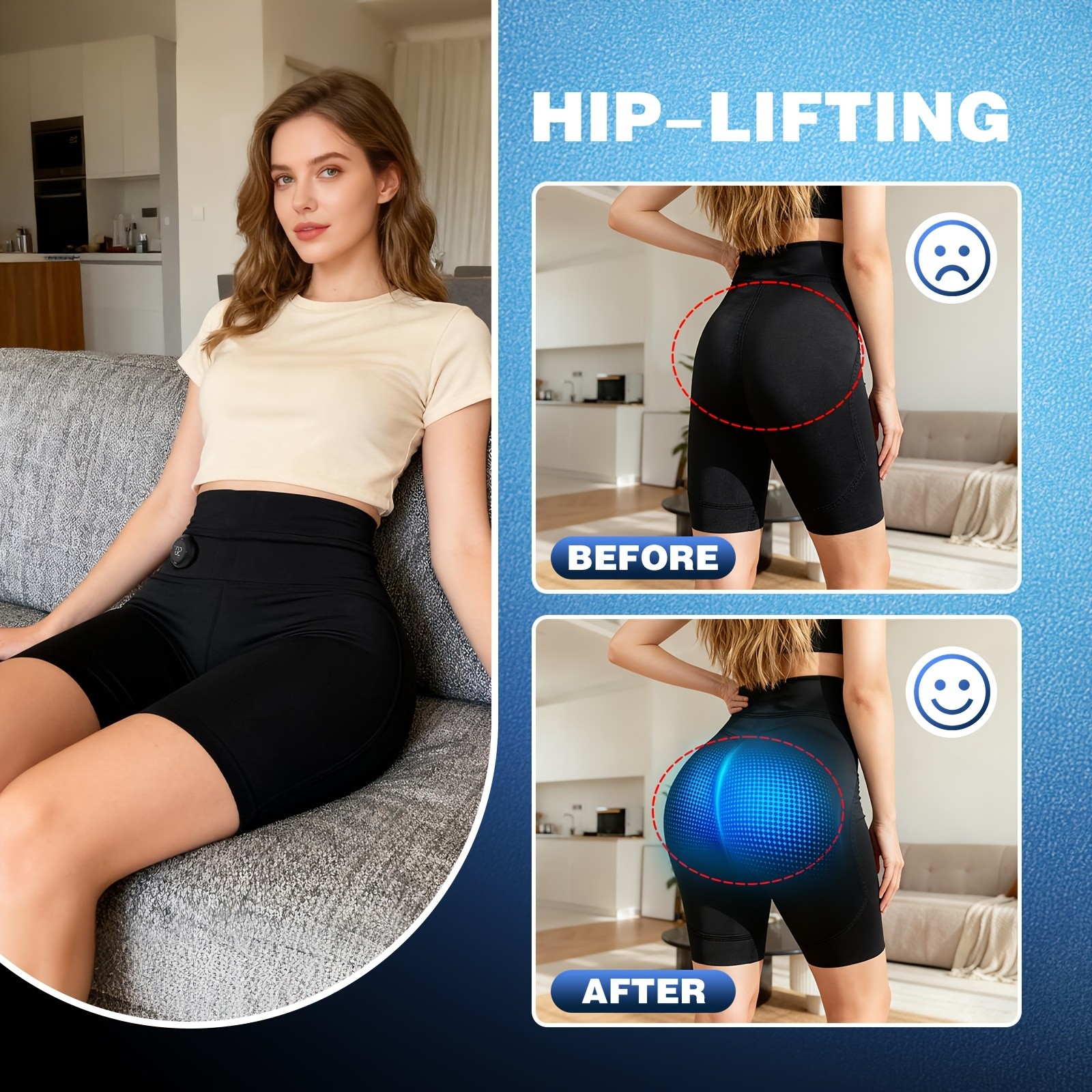 EMS Butt Lift Leggings Hip Muscle Stimulator Trainer Pant Shaping Massage Shorts