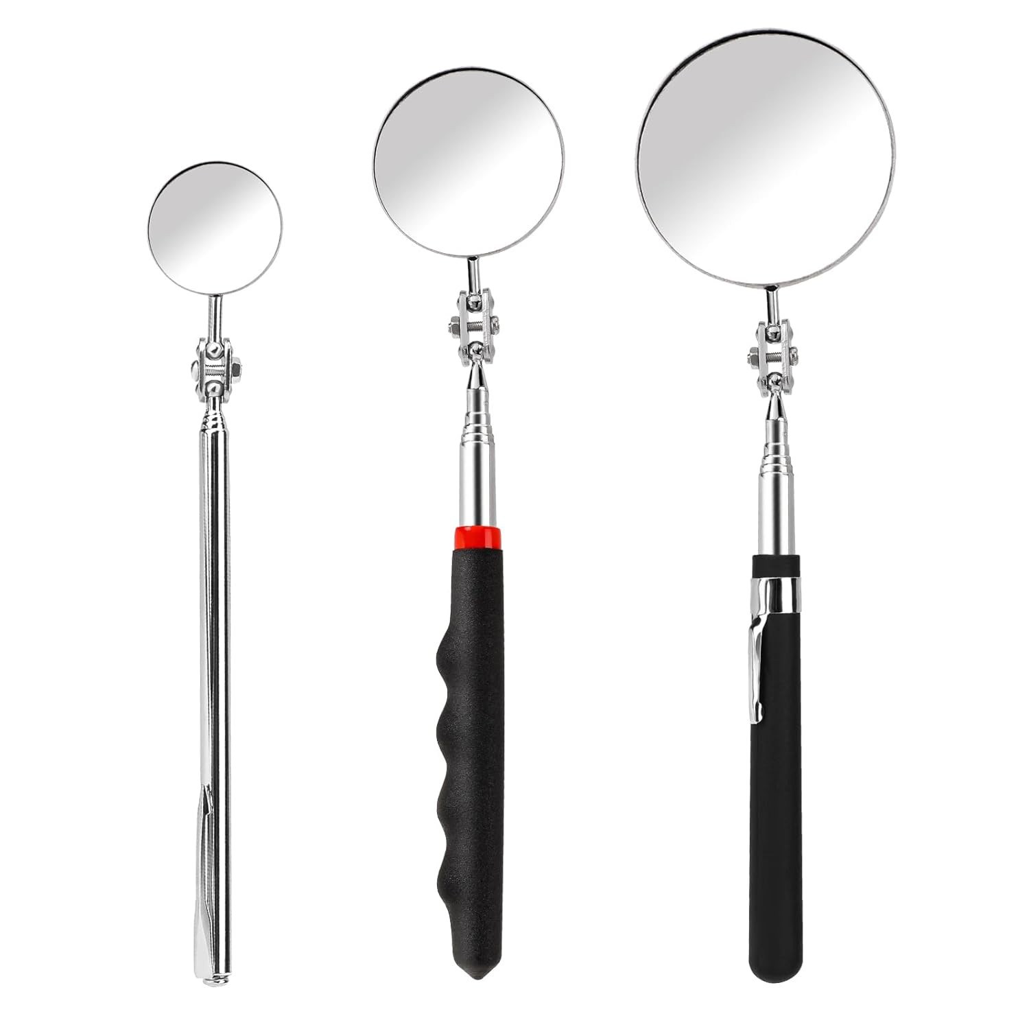 3 Pack Telescoping Inspection Mirror Extendable Mechanic Mirror round Mirror Ins