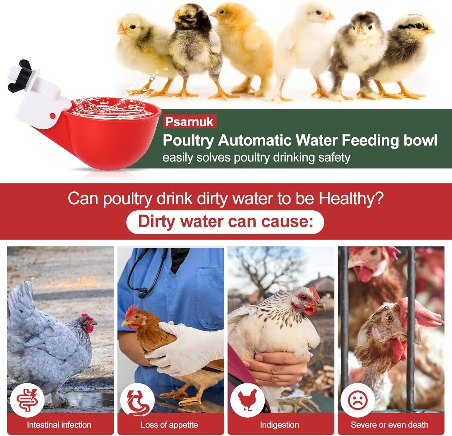 8-Pack Automatic Chicken Waterer Cups with Matching Drill - Leak Proof & Easy...