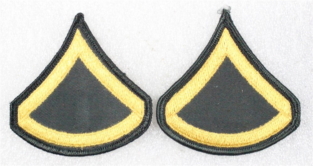 Army Rank Chevron: Private First Class - Post 1968, 3" merrowed edge pair