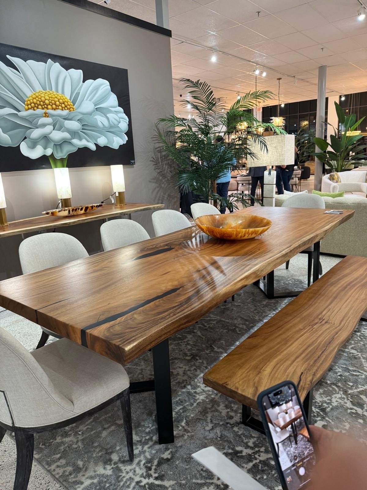 Bench For Dining table Live-Edge Saman wood / Brand New !