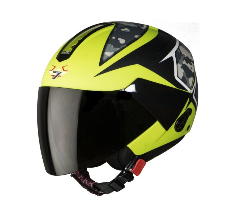 SBH-5 Vic Camo Mat Black+Green Open Face Smoke Visor Helmet M Size 580mm ECs
