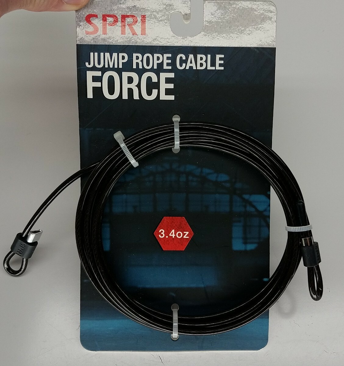 SPRI Force Jump Rope Cable 3.4 oz Adjustable Length 9.5' Covered Steel Thermopla