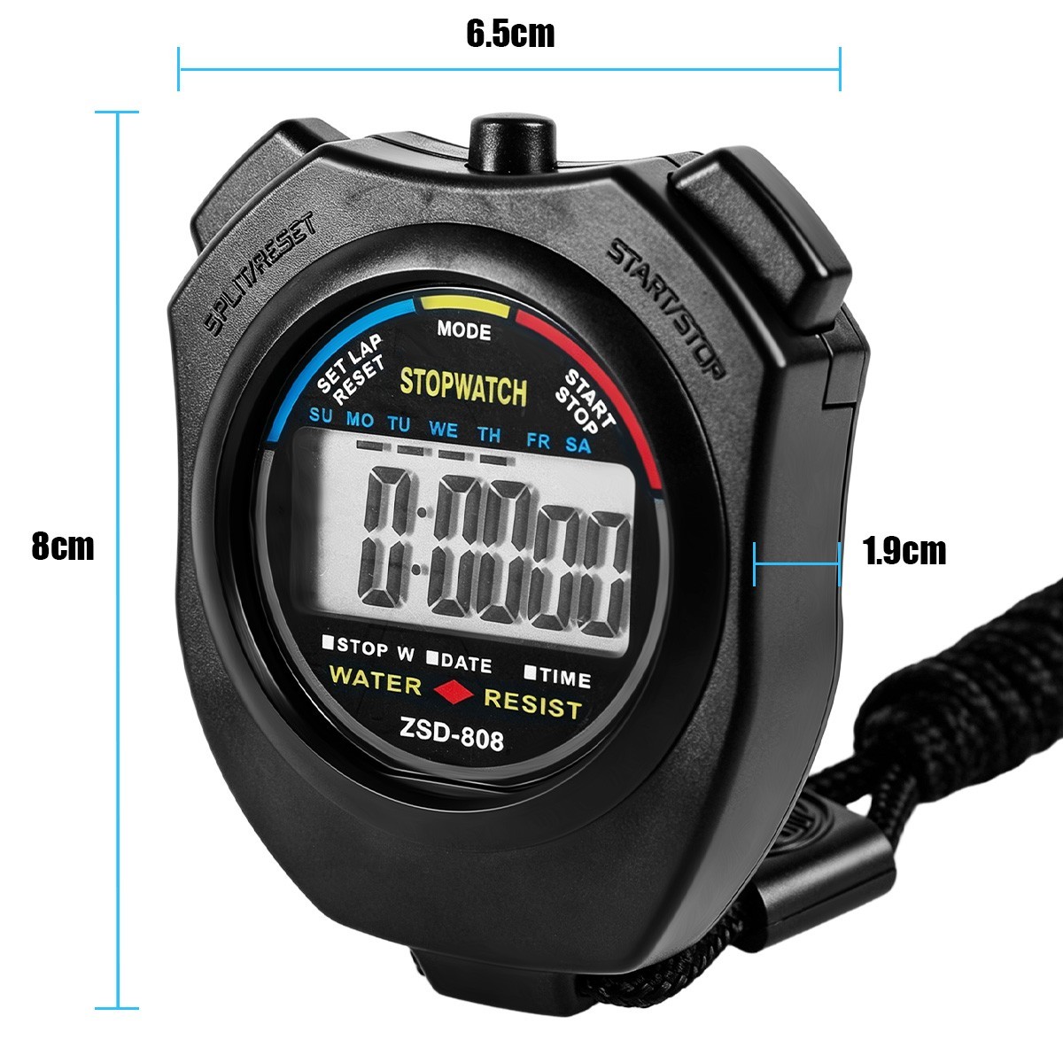 Waterproof Digital Chronograph Multi-function LCD Stopwatch Timer for Sports New