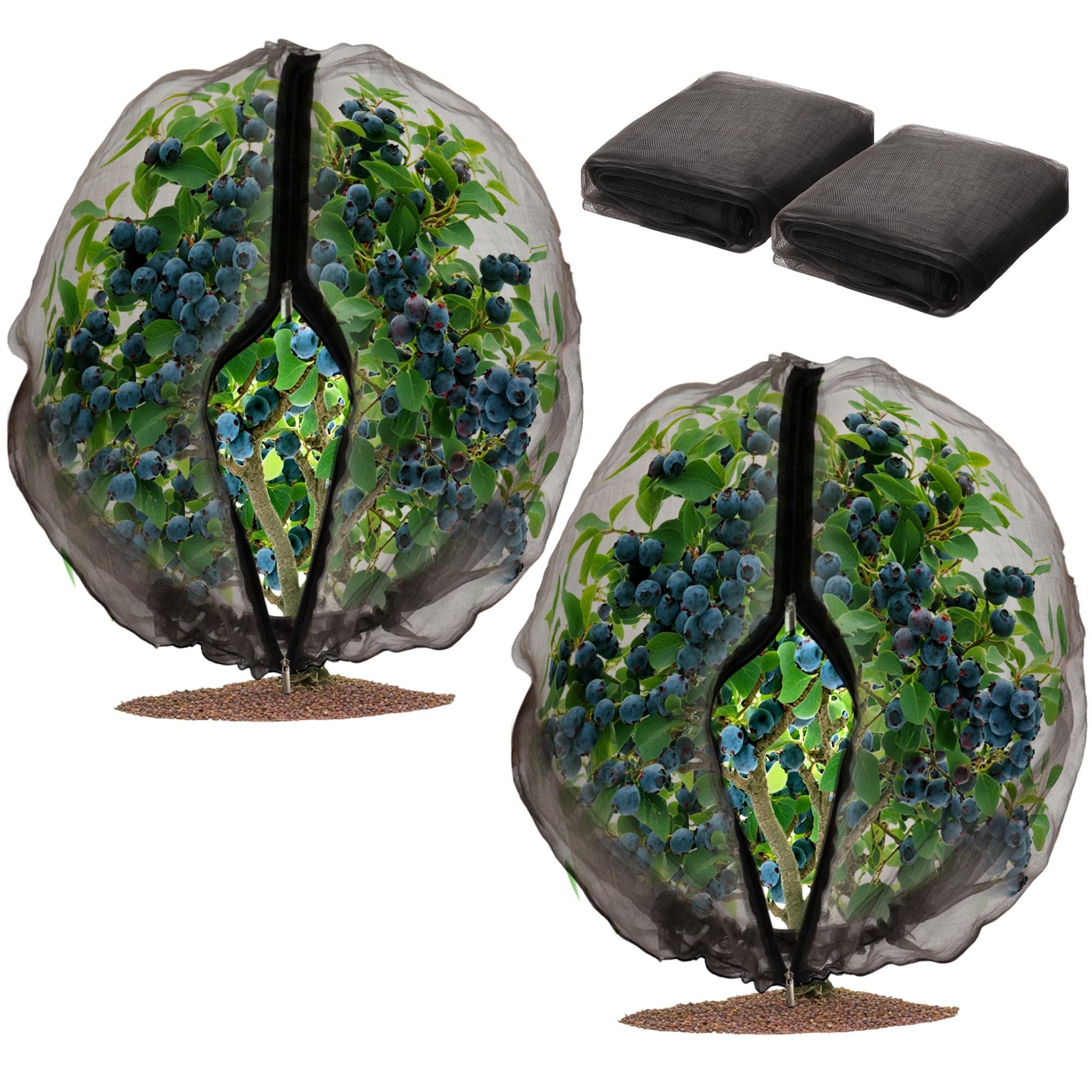 Homiton 2 Pack Fruit Tree Netting Bags with Zipper and 4 x 5 ft, Black