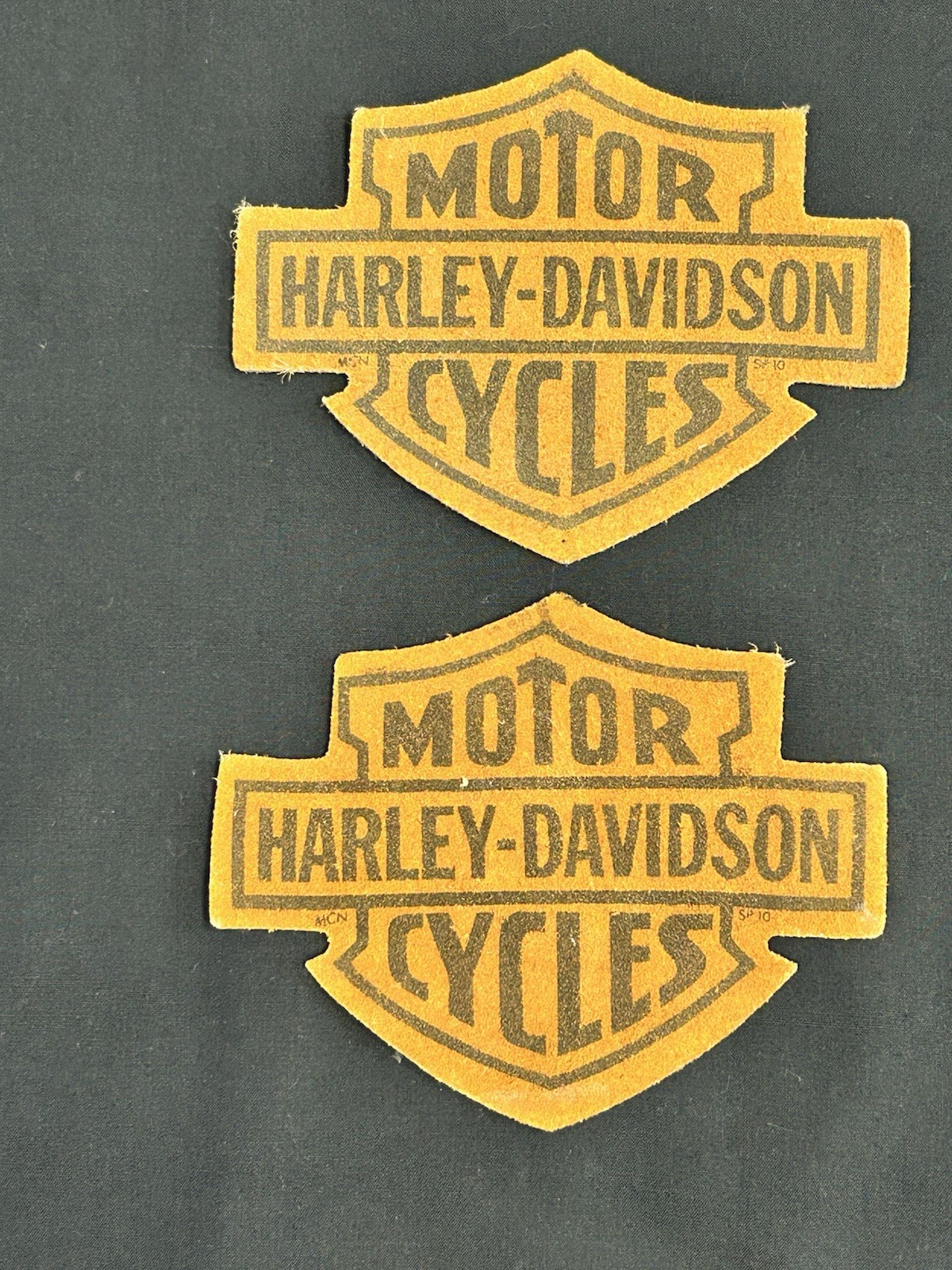 Vintage Lot of 2 Leather Harley Davidson Motorcycles Biker Sew On Patches