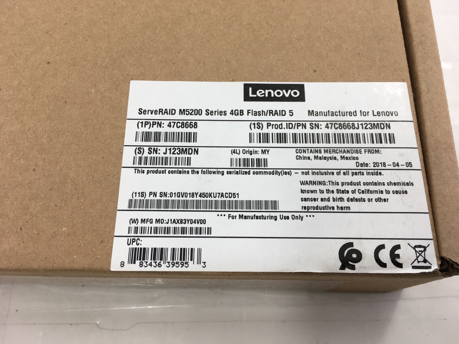 ✅ Lenovo ServeRAID M5200 Series RAID 5 Upgrade - RAID controller cache - 47C8668