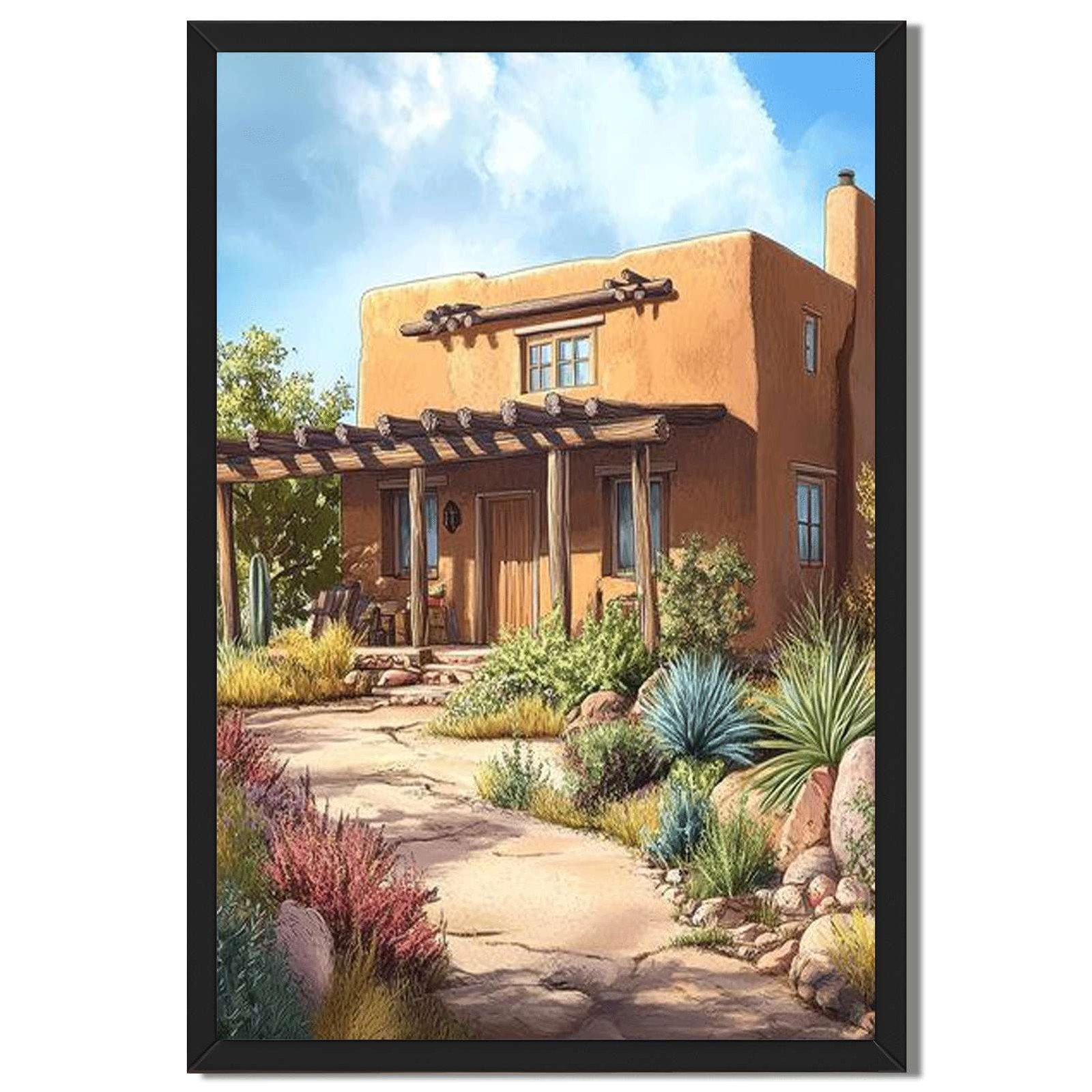 Southwestern Adobe House Wall Art Canvas Oil Paintings Reproduction