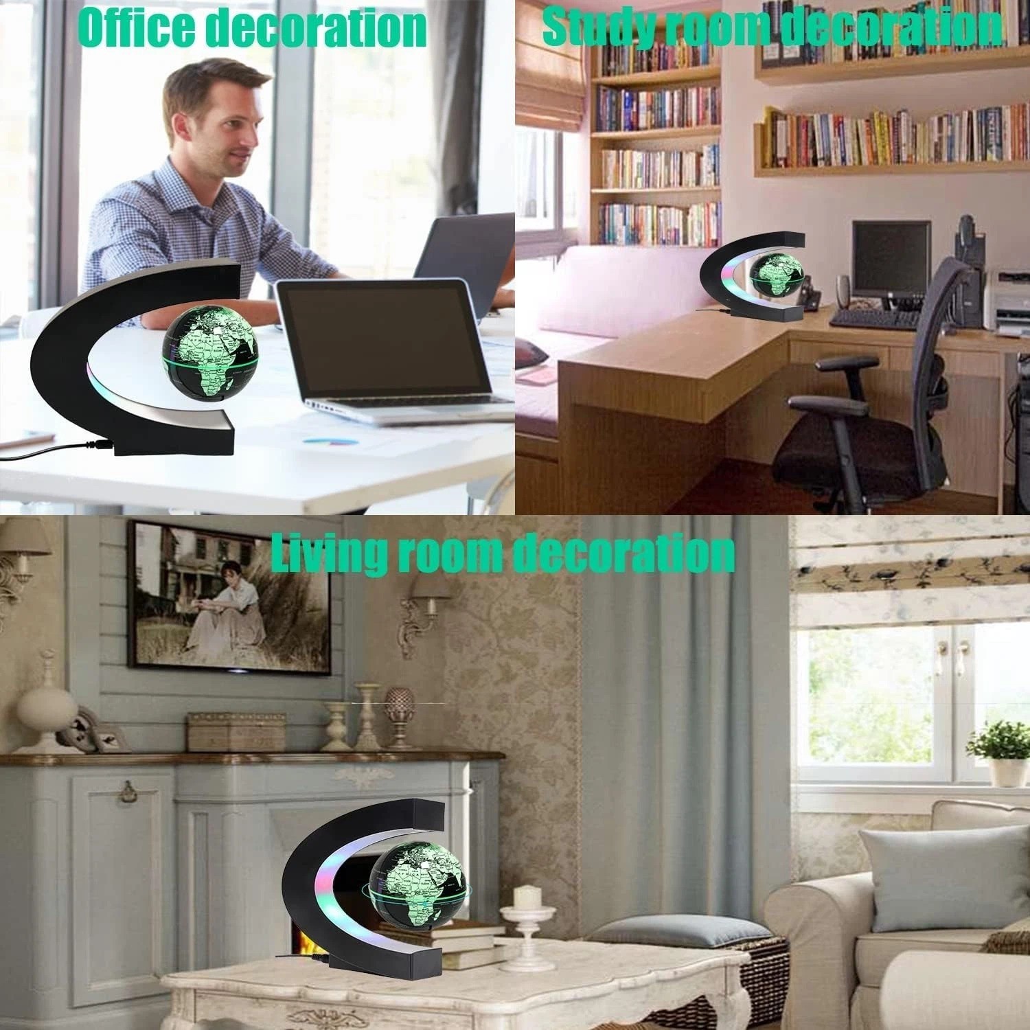 Multicolor Changing Magnetic Levitation Floating Globe - Unique Desk Gadget