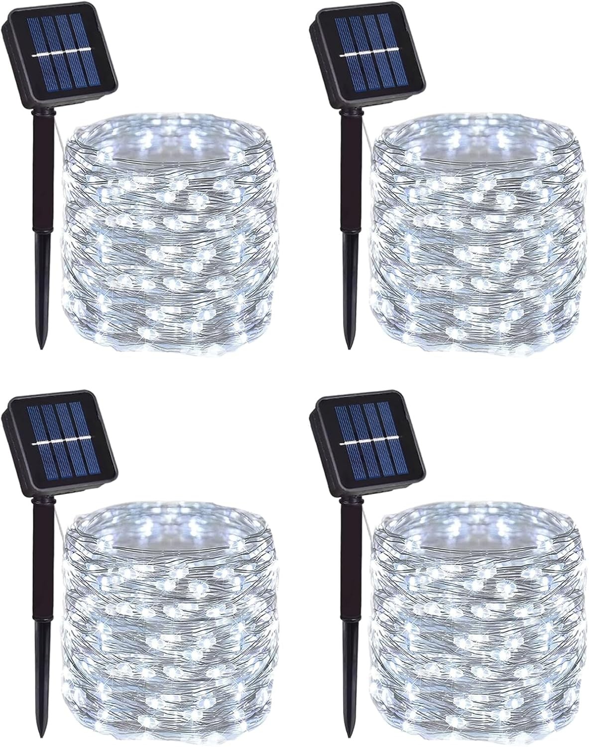 2 Pack Total 200 LED 66FT Solar Powered Copper Wire String Lights Outdoor