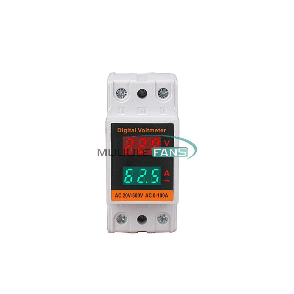 AC 50-500V 100A Din Rail Single-phase Digital Voltage LCD Voltage Current Meter