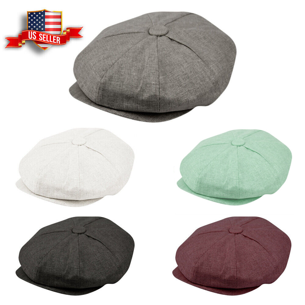 Fashion Men's Linen 8 Panel Applejack Gatsby Newsboy Ivy Hat Spring Summer Golf