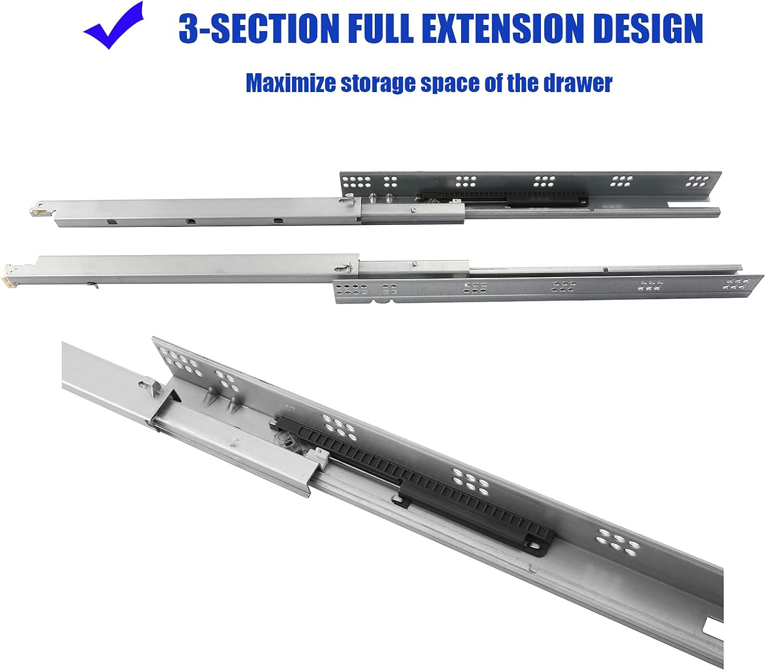 15" Soft Close Undermount Drawer Slides - 6 Pairs with Mounting Screws & Bracket