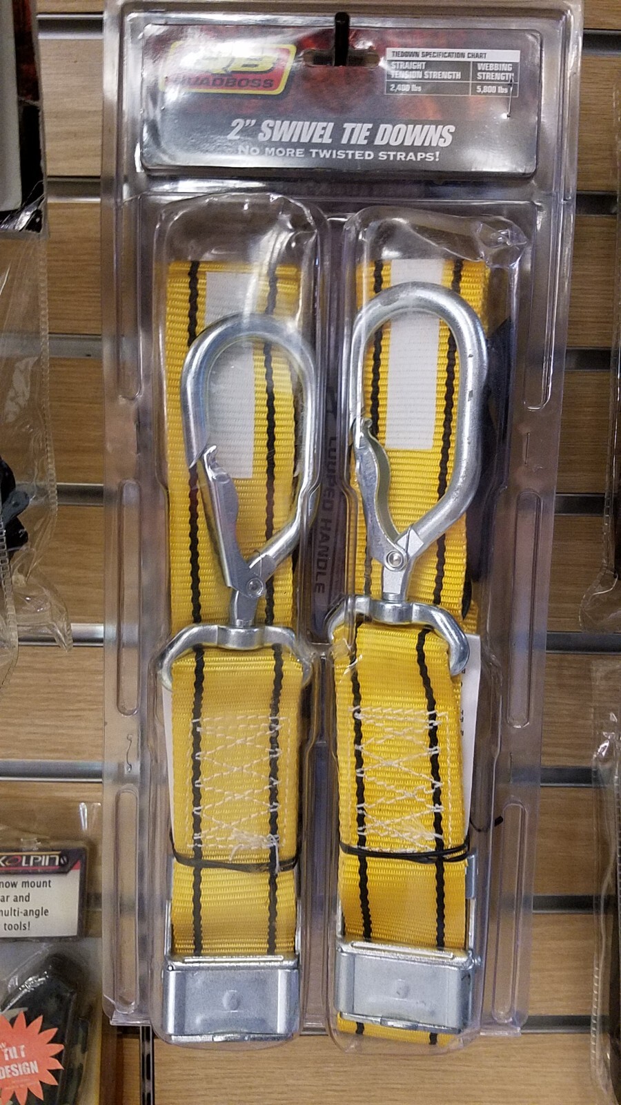 NEW QuadBoss Yellow/Black 2" Soft Hook pair of Tiedowns 10-0542
